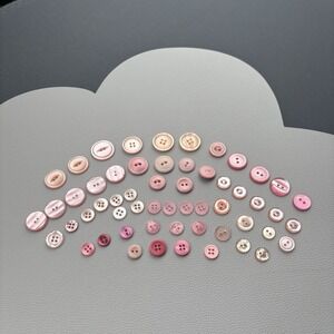 Vintage Pink Button Lot | 56 Pcs Blush & Rose Casein Mix Mid Century Sewing